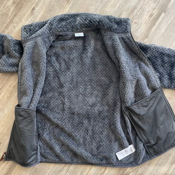 Columbia Women Black Plush Textured Fleece Jacket Size Large Full Zip Cozy Warm - Picture 4 of 9